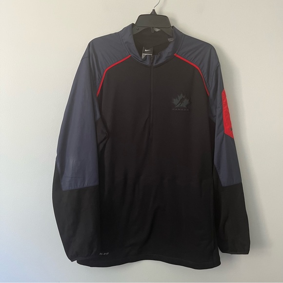 Nike Dri Fit Team Canada Black Pullover 1/2 Zip Sweatshirt Men’s Large - Picture 1 of 13